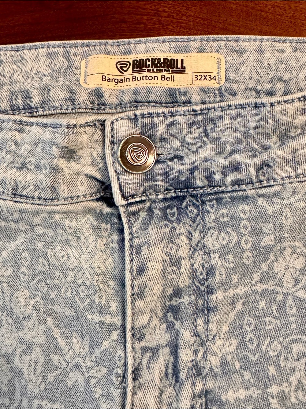 Rock & Roll Denim Women’s Light Blue Acid Wash Flare Bell Bottom Jeans